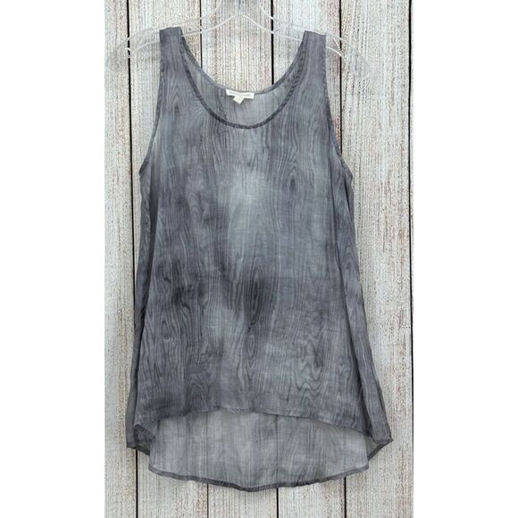 Eileen Fisher Ramie Tank Size Small Dark Pearl Gray Sheer Woodgrain Print‎ - Picture 1 of 7